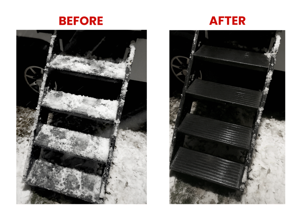 Snow and ice before and after